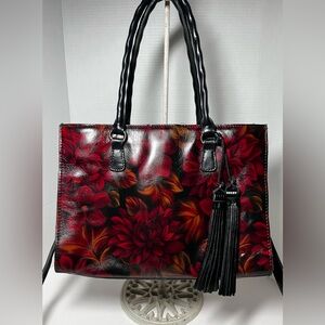 Patricia Nash Burgundy and Black Floral Shoulder Bag